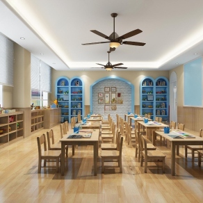 现代幼儿园教室桌椅玩具3D模型下载